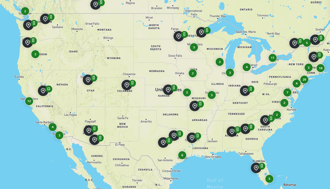 Map Top 75 USA Investors